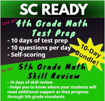 Preview of 4th Grade SC Ready Math Practice - 10 Day Bundle: Test Prep for SC Ready Exam