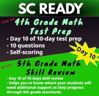 Preview of 4th Grade SC Ready Math Practice - Day 10; Test Prep for SC Ready Math Exam
