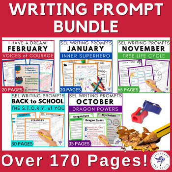 Preview of SEL Daily Writing Prompt Bundle with Differentiated Student Worksheets