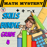 4th Grade SKILLS Math Mystery Bundle - Math Game Activities