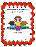 4th Grade SPANISH Math Word Wall/ Vocabulario de Matematic