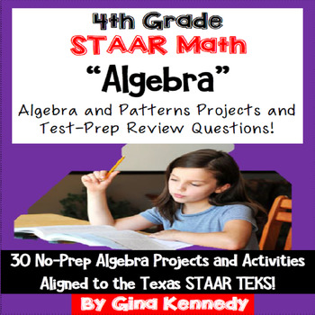 Preview of 4th Grade STAAR Algebra and Patterns Test Prep Problems and Enrichment Projects