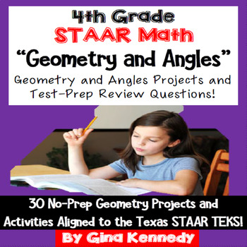 Preview of 4th Grade STAAR Math Geometry & Angles, 30 Enrichment Projects & 30 Problems