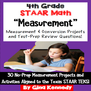 Preview of 4th Grade STAAR Math Measurement Conversions Enrichment Projects & Problems
