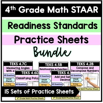 4th Grade STAAR Math - Practice Sheets (Readiness Standards) - Bundle