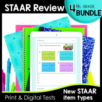 Preview of 4th Grade STAAR Math Review -Includes New Item Types - Bundle