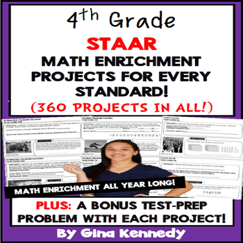 Preview of 4th Grade STAAR Math Projects for all TEKS, Enrichment & Test-Prep All Year!