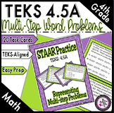 4th Grade Math STAAR Prep Task Card Game for Multi-Step Wo