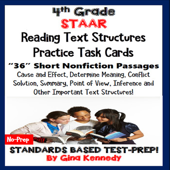 Preview of 4th Grade STAAR Reading Skills Task Cards, 36 Nonfiction Passages!
