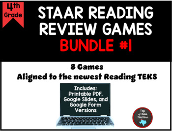Preview of 4th Grade STAAR Reading Review Games and Task Cards BUNDLE #1 TEKS Based