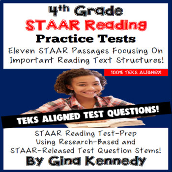 Preview of 4th Grade STAAR Reading Practice Tests, Aligned Review!