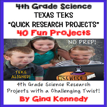 Preview of 4th Grade Science TEKS Projects, STAAR Prep Research Projects, PDF and Digital!