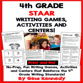 Preview of 4th Grade STAAR Writing Games and Centers! Perfect for Writing Camps!