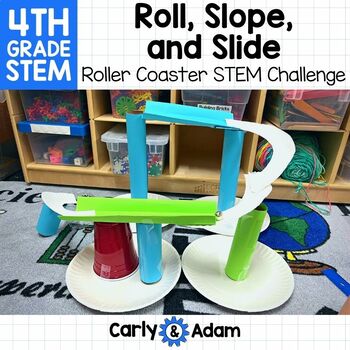 4th Grade STEM Activity Roller Coaster Engineering Roll, Slope, and Slide
