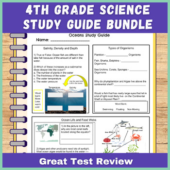 Preview of 4th Grade Science Test Review Study Guide - 5th Grade Science Test Prep SOL