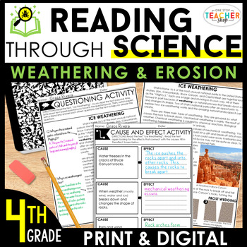 Preview of 4th Grade Science-Based Reading Passages & Activities: Weathering & Erosion