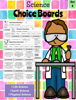 Preview of **EDITABLE**  Science Choice Boards - Set B