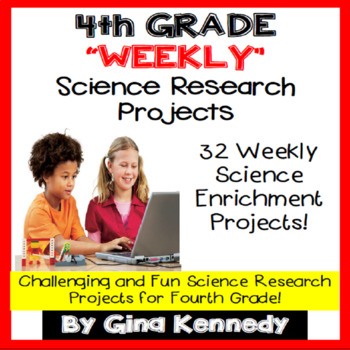 Preview of 4th Grade Science Projects, Weekly Research All Year, PDF and Digital!