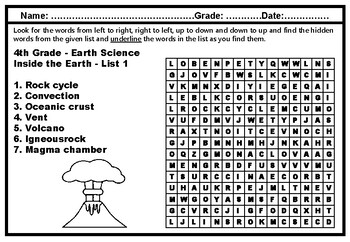 44 4th grade science word search worksheets no prep science literacy sub plan
