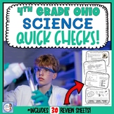 4th Grade Science Quick Check Spiral Review Set (NGSS/Ohio
