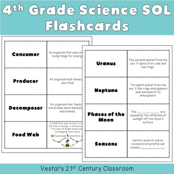 Preview of 4th Grade Science SOL Practice Flashcards {PDF & Digital Included}