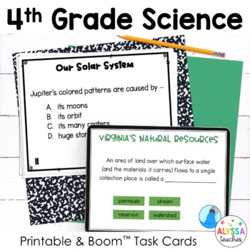 Preview of 4th Grade Science SOL Task Cards Bundle | Print and Digital Boom Cards