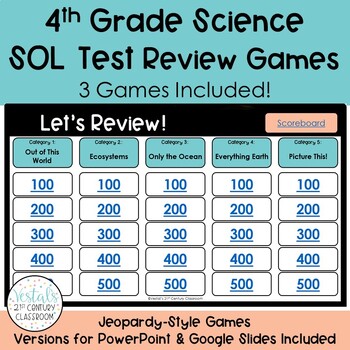 Preview of 4th Grade Science SOL Test Prep - Review Games - 3 Jeopardy-Style Games