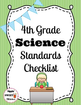 Preview of 4th Grade Science Standards Checklist (NGSS aligned)