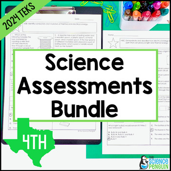 Preview of 4th Grade Science TEKS Assessments BUNDLE | Printable + Forms Digital Resource
