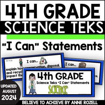 4th Grade Science TEKS I CAN Statements  New Streamlined TEKS  TpT