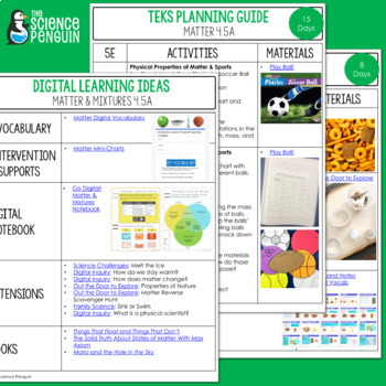 4th Grade Science TEKS Planning Guide Matter and Mixtures  TpT