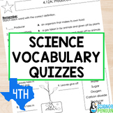 4th Grade Science Vocabulary Quizzes | TEKS Printable & Di