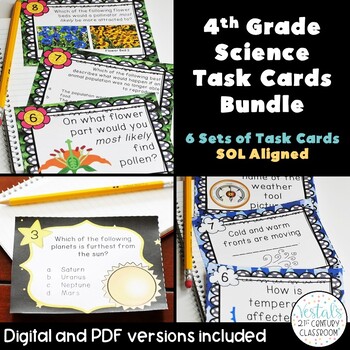 Preview of 4th Grade Science Task Card Bundle {Digital & PDF Included}