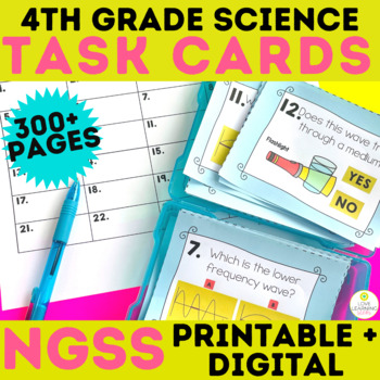 Preview of 4th Grade Science Task Cards for Review and Games - Printable and Google Slides