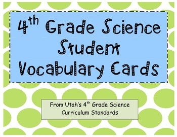 science for on 3 matter grade worksheets Cards Science TpT Vocabulary  4th Grade Wakefield by Wendy