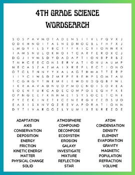 Preview of 4th Grade Science Vocabulary Word Search