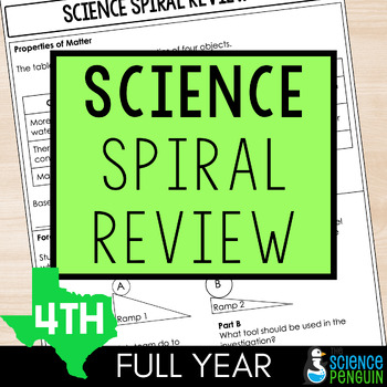 Preview of 4th Grade Science Spiral Review | TEKS Warmups Homework Worksheets Warm Up