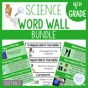 4th Grade Science Word Wall BUNDLE by Bright Spots Teaching | TpT