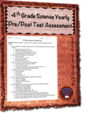 4th Grade Science Yearly Pre/Post Assessment (40 Multiple 