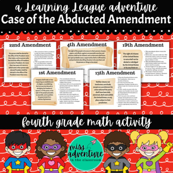 Preview of 4th Grade September Math Adventure- The Case of the Abducted Amendment