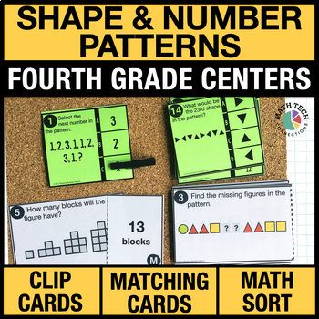 Preview of 4th Grade Shape & Number Patterns Centers - 4th Grade Math Games | Task Cards