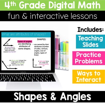 Preview of 4th Grade Shapes and Angles 4.G.2 4.MD.5 4.MD.6 4.MD.7 Digital Math Activities