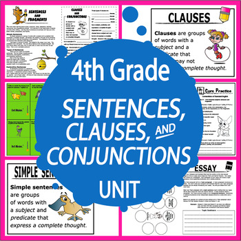 Preview of 4th Grade Simple, Compound, & Complex Sentences – Combining Sentences Worksheets