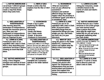 Preview of 4th Grade Social Studies Choice Board