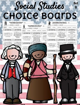 Preview of **EDITABLE** Social Studies Choice Boards - Set B