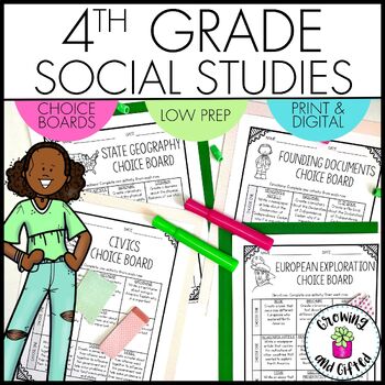 Preview of 4th Grade Social Studies Choice Boards - Perfect for Differentiation