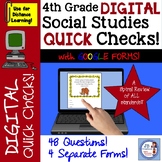 Digital 4th Grade Social Studies Spiral Quick Checks/Dista