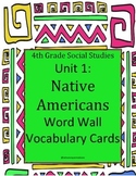 4th Grade Social Studies Native American Unit Word Wall Cards