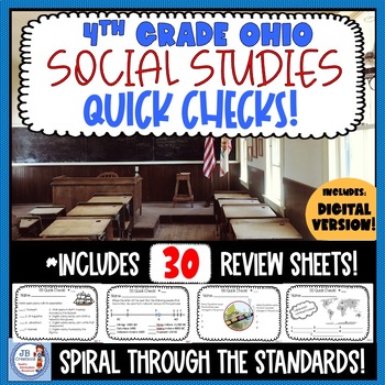 Preview of 4th Grade Social Studies Quick Check Spiral Review Set (Ohio Model Standards)