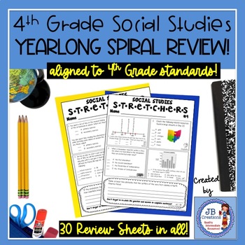 Preview of 4th Grade Social Studies Standards Yearlong Spiral Review